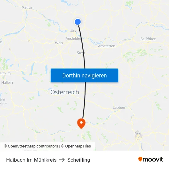 Haibach Im Mühlkreis to Scheifling map
