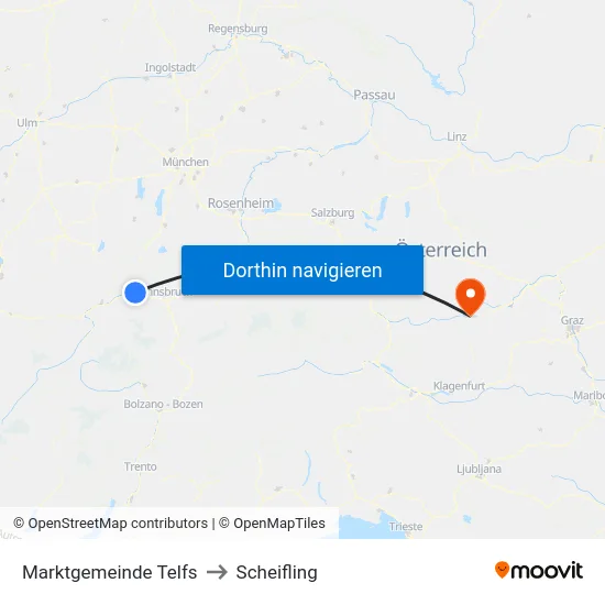 Marktgemeinde Telfs to Scheifling map