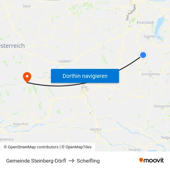 Gemeinde Steinberg-Dörfl to Scheifling map