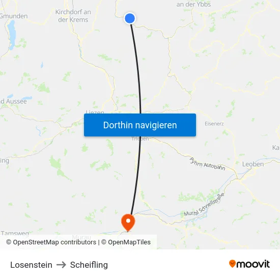 Losenstein to Scheifling map