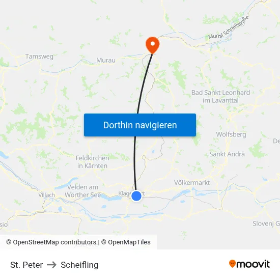 St. Peter to Scheifling map