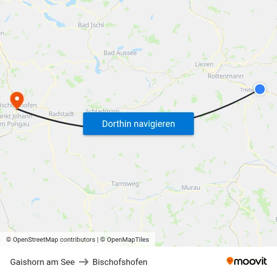 Gaishorn am See to Bischofshofen map