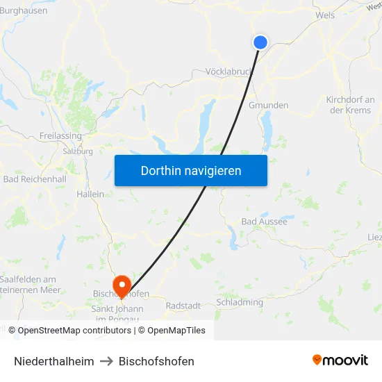 Niederthalheim to Bischofshofen map