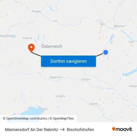 Mannersdorf An Der Rabnitz to Bischofshofen map