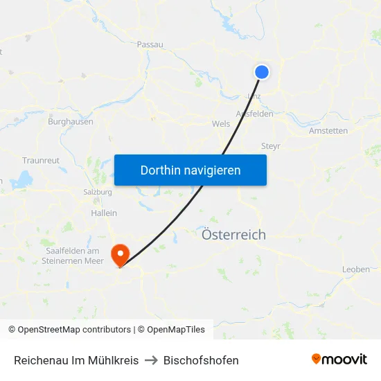 Reichenau Im Mühlkreis to Bischofshofen map