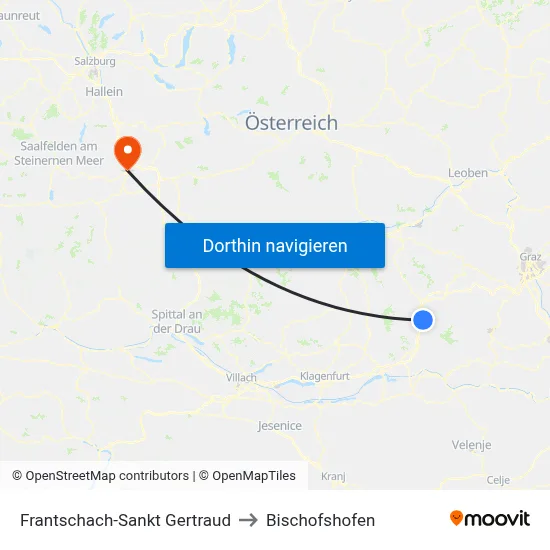 Frantschach-Sankt Gertraud to Bischofshofen map