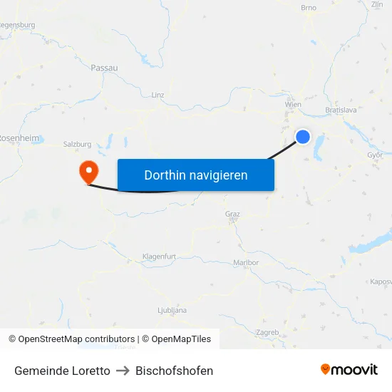 Gemeinde Loretto to Bischofshofen map