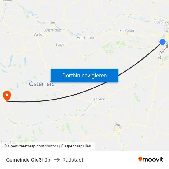 Gemeinde Gießhübl to Radstadt map