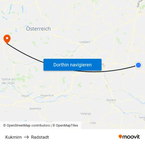 Kukmirn to Radstadt map