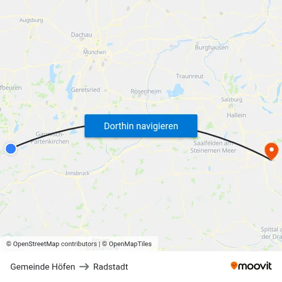 Gemeinde Höfen to Radstadt map