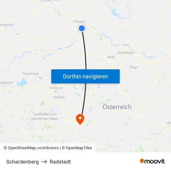Schardenberg to Radstadt map