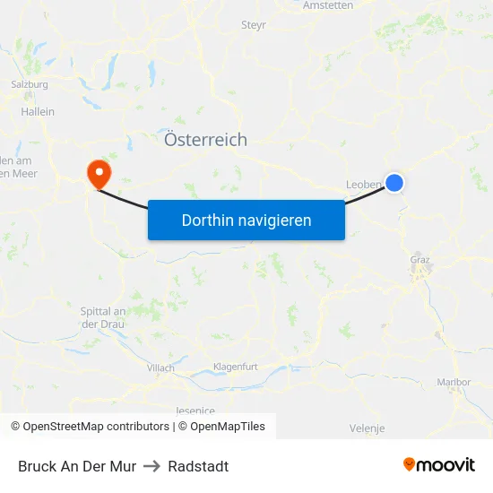 Bruck An Der Mur to Radstadt map