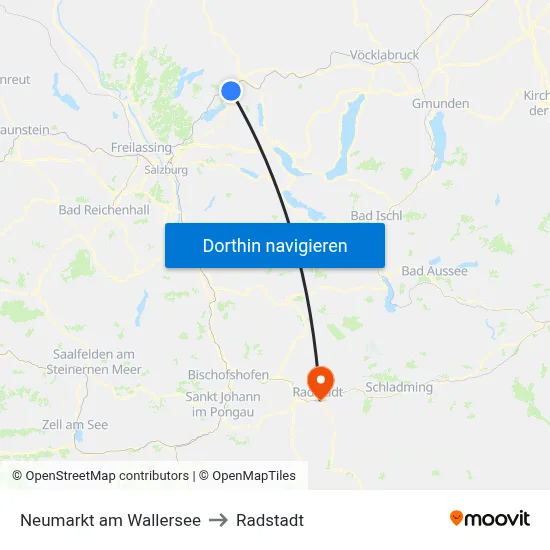 Neumarkt am Wallersee to Radstadt map