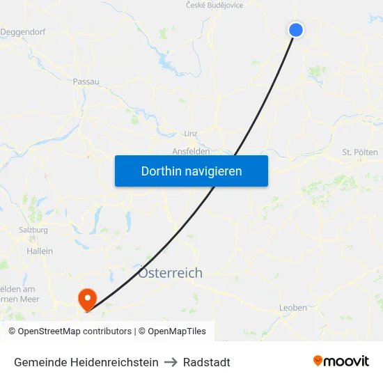Gemeinde Heidenreichstein to Radstadt map