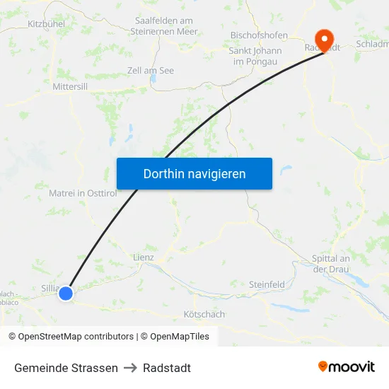 Gemeinde Strassen to Radstadt map