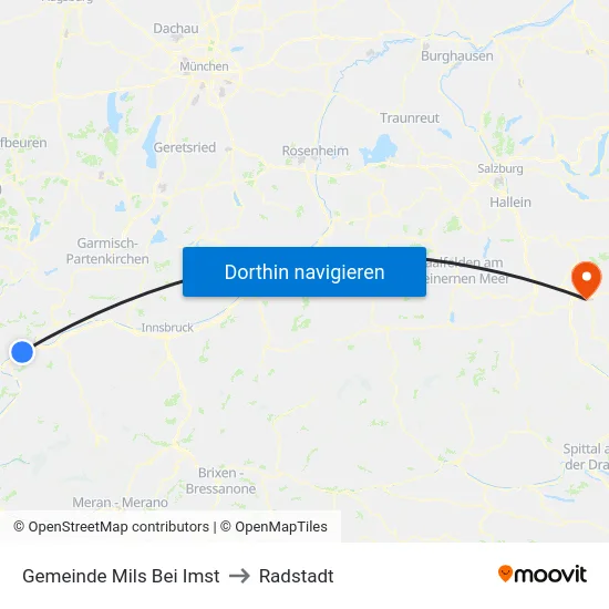 Gemeinde Mils Bei Imst to Radstadt map