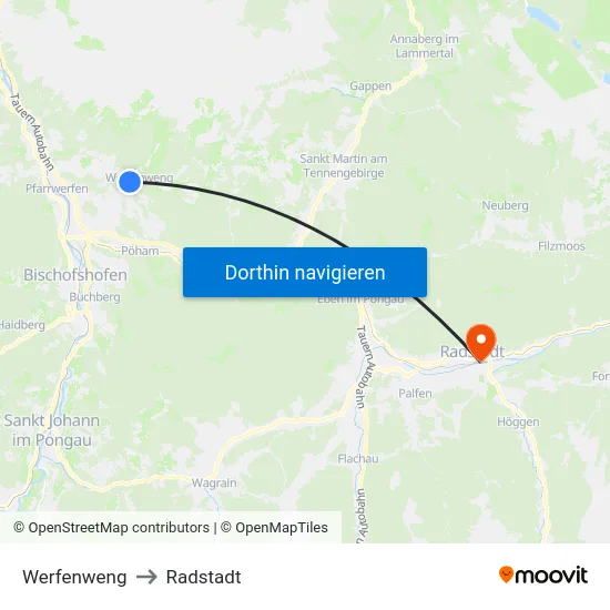 Werfenweng to Radstadt map