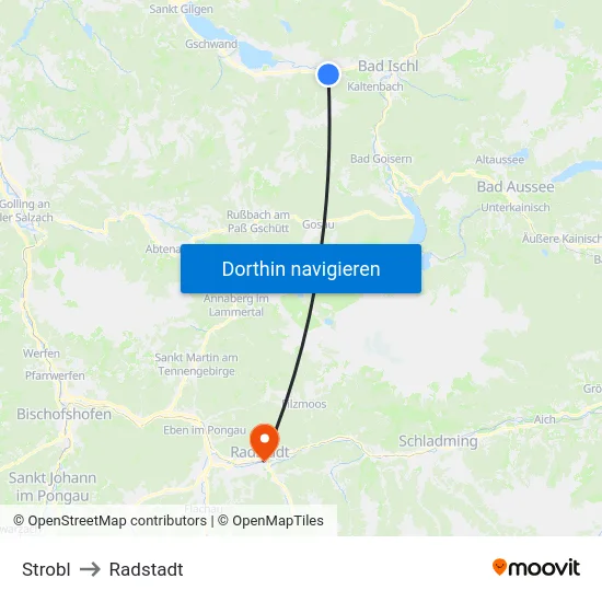 Strobl to Radstadt map