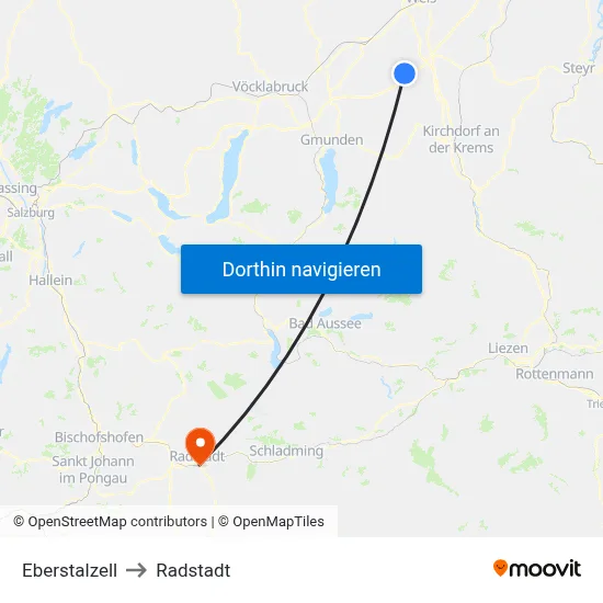 Eberstalzell to Radstadt map