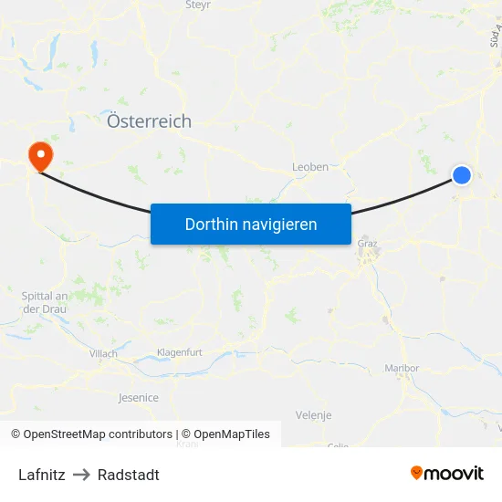 Lafnitz to Radstadt map