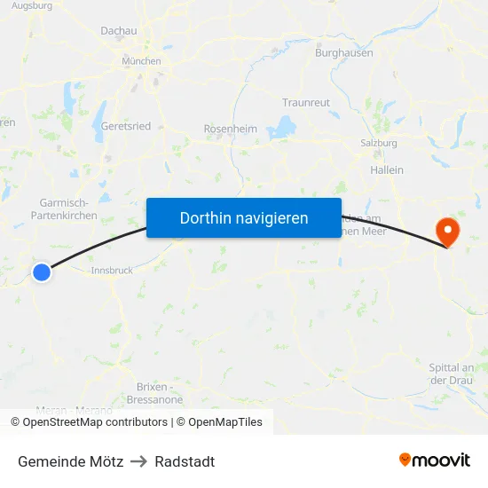 Gemeinde Mötz to Radstadt map