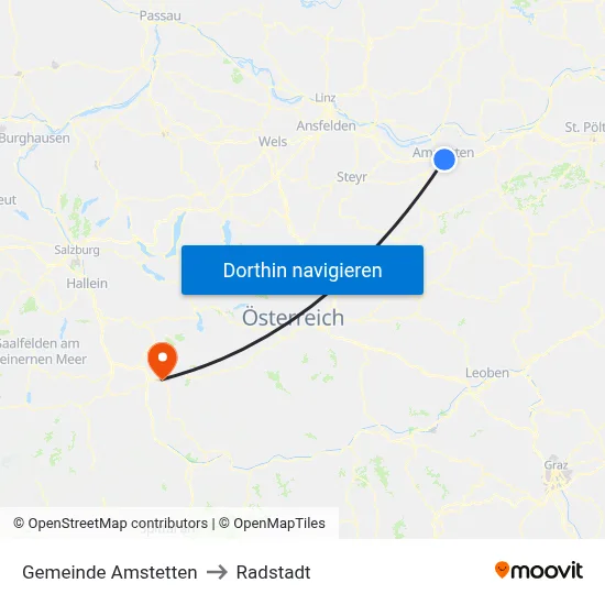 Gemeinde Amstetten to Radstadt map