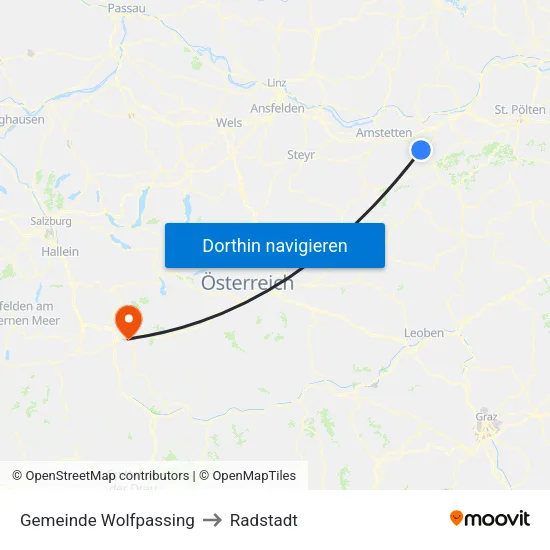 Gemeinde Wolfpassing to Radstadt map