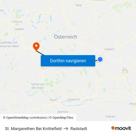 St. Margarethen Bei Knittelfeld to Radstadt map