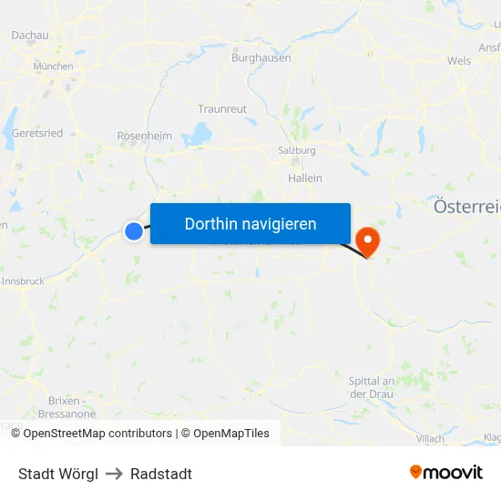 Stadt Wörgl to Radstadt map