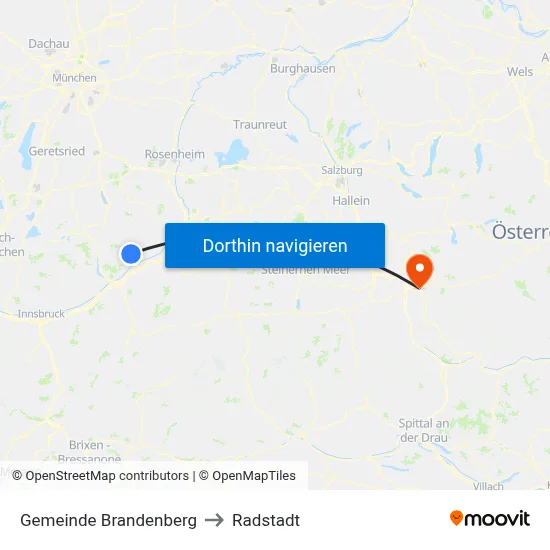 Gemeinde Brandenberg to Radstadt map