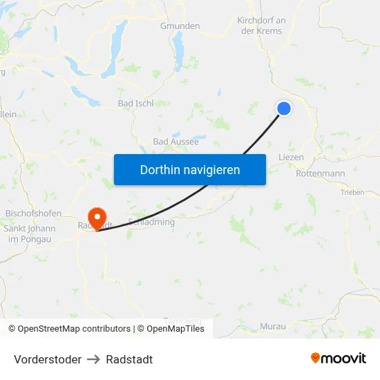 Vorderstoder to Radstadt map