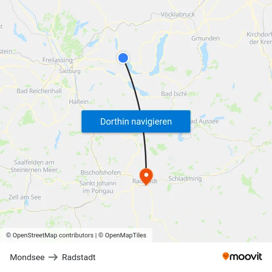 Mondsee to Radstadt map