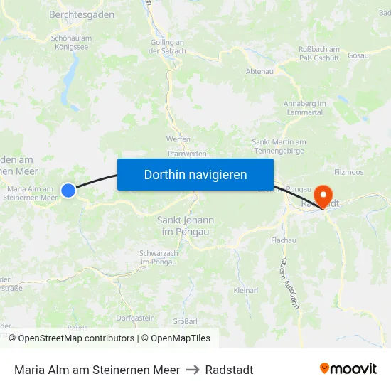 Maria Alm am Steinernen Meer to Radstadt map