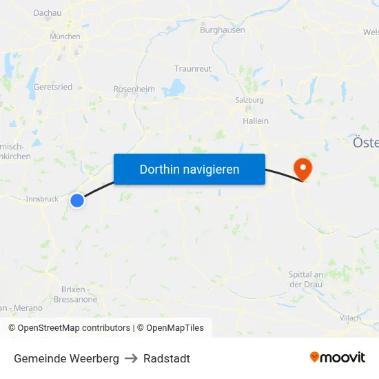Gemeinde Weerberg to Radstadt map