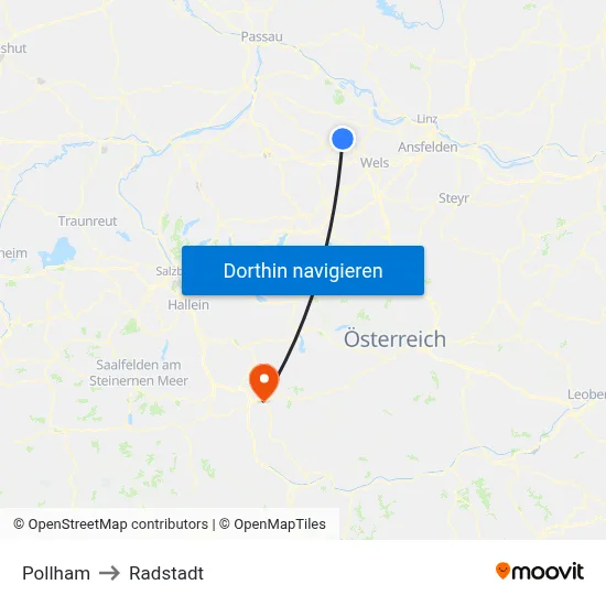 Pollham to Radstadt map