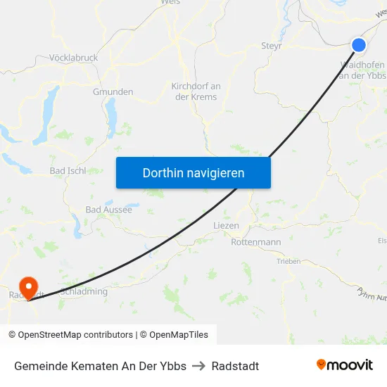Gemeinde Kematen An Der Ybbs to Radstadt map