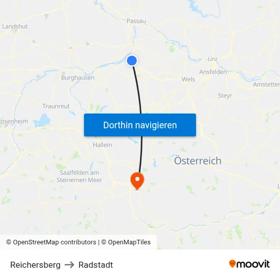 Reichersberg to Radstadt map
