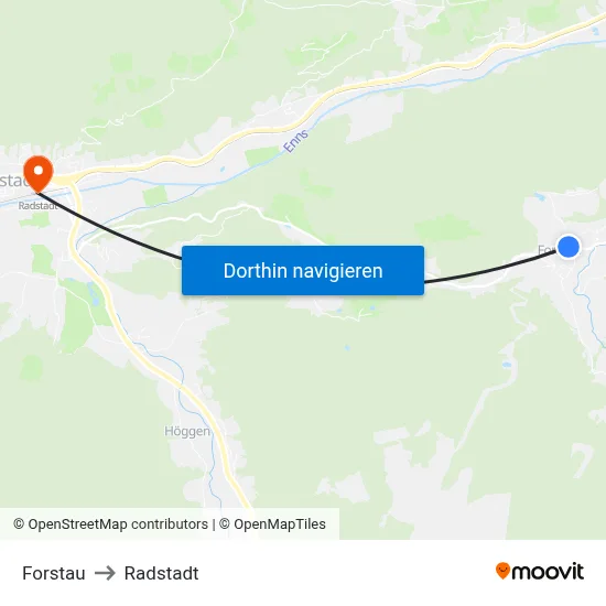 Forstau to Radstadt map