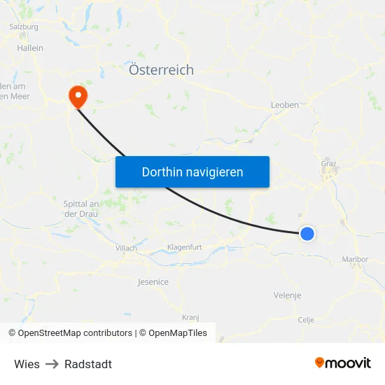 Wies to Radstadt map