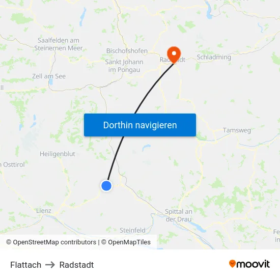 Flattach to Radstadt map