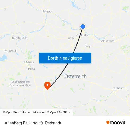 Altenberg Bei Linz to Radstadt map