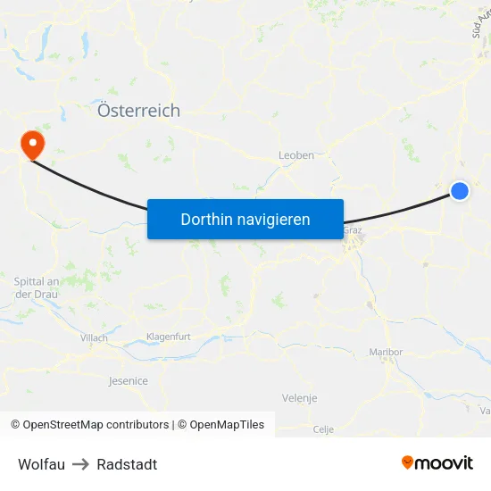 Wolfau to Radstadt map