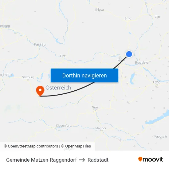 Gemeinde Matzen-Raggendorf to Radstadt map