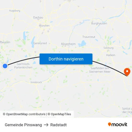 Gemeinde Pinswang to Radstadt map