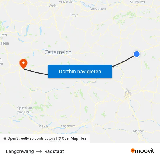 Langenwang to Radstadt map