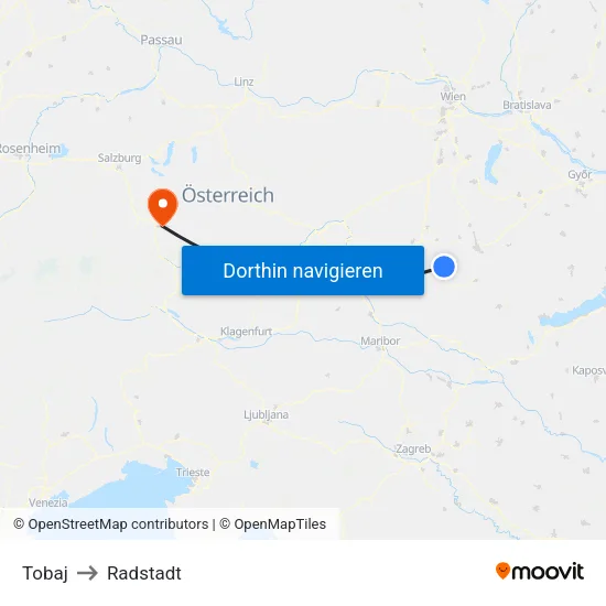Tobaj to Radstadt map
