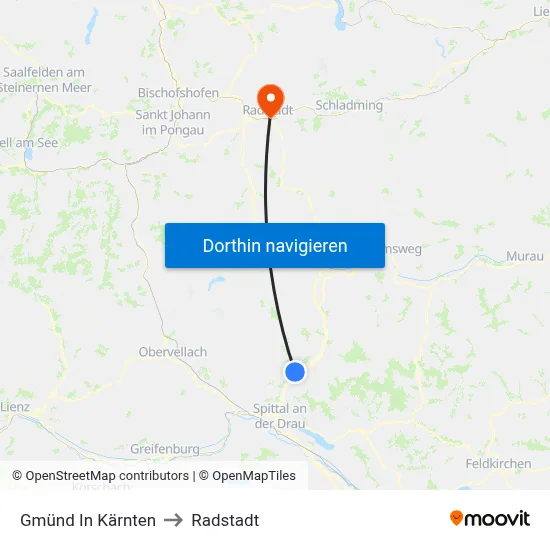 Gmünd In Kärnten to Radstadt map
