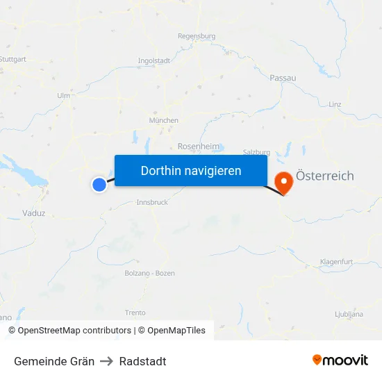 Gemeinde Grän to Radstadt map