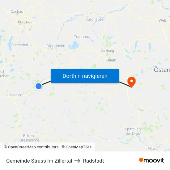 Gemeinde Strass Im Zillertal to Radstadt map