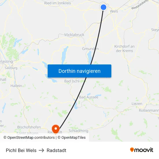 Pichl Bei Wels to Radstadt map